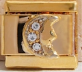 Italian charm link featuring a golden man in the moon with sparkling rhinestones - Vintage Man in the Moon Style (MK-1593)