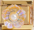 Italian modular charm in gold finish with a purple iridescent flower and faux pearl accent - Iridescent Pearl Flower Style (MK-1628)