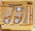 Goldfarbenes italienisches Armband-Glied mit Musiknote und funkelnden Zirkoniasteinen - Musiknote Strass (MK-1594)