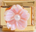 Italienisches Armband-Element mit rosa schillernder Blume und Perle in Gold - Rosa Irisierende Blume (MK-1626)