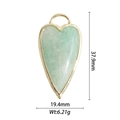 Ciondolo a cuore in labradorite verde con bordo dorato e misure di 37,9 mm - Ciondolo a Cuore Grande in Pietra Verde Chiaro (DZ-1564)