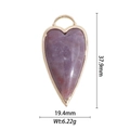 Ciondolo a goccia in ametista viola con cornice dorata, 37,9x19,4mm, peso 6,22g - Ciondolo a Cuore Grande in Pietra Preziosa Viola Strutturata (DZ-1566)