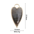 Ciondolo a cuore in labradorite con cornice placcata oro, dimensioni 37,9 mm e peso 6,31 g - Ciondolo a Cuore Grande in Pietra Naturale Grigia (DZ-1567)