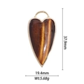 Ciondolo a cuore in occhio di tigre con cornice dorata alto 37,9 mm per collana - Ciondolo a Cuore Grande in Occhio di Tigre (DZ-1568)