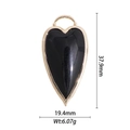 Ciondolo a cuore dorato con smalto nero e dimensioni di 37,9 mm di altezza totale - Ciondolo a Cuore Grande Nero Lucido (DZ-1569)