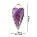 Ciondolo a cuore in ametista con cornice dorata e dimensioni di 37,9x19,4 mm - Ciondolo a Cuore Grande in Pietra Naturale Viola (DZ-1570)