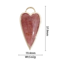 Pendente in quarzo fragola a forma di cuore con cornice dorata e gancio in metallo - Ciondolo a Cuore Grande in Quarzo Fragola (DZ-1572)