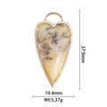Ciondolo a cuore in pietra gialla con bordo dorato e dettagli di venature nere - Ciondolo a Cuore Grande in Minerale Giallo (DZ-1575)