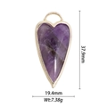 Ciondolo a cuore in ametista con bordo dorato, altezza 37,9 mm e larghezza 19,4 mm - Ciondolo a Cuore Grande in Ametista (DZ-1576)