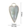 Ciondolo a cuore in cristallo verde con bordo dorato, 37,9x19,4 mm, peso 7,58 g - Ciondolo a Cuore Grande in Pietra Traslucida Verde Chiaro (DZ-1577)
