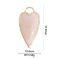 Ciondolo a cuore in pietra rosa lucida con cornice placcata oro e misure 37,9 mm x 19,4 mm - Ciondolo a Cuore Grande in Pietra Naturale Rosa (DZ-1578)