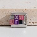 Italian charm link with 'DO IT' enamel design for DIY modular stainless steel bracelets - Don't Quit (MK-1502)