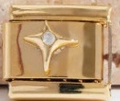 Italienisches Modul-Armbandelement vergoldet mit funkelndem Stern und Kristallbesatz - Vierzackiger Stern mit Strass (MK-1545)