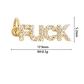 Vue détaillée d'un pendentif en cuivre doré avec des pierres de zircone serties en micro-pavé - Style FUCK (DZ-2842)