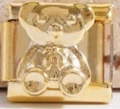 Italienischer Modul-Anhänger Goldbär für Edelstahlarmbänder mit poliertem Finish - 3D Bären-Stil (MK-1554)
