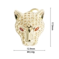 Vergoldeter Leoparden-Anhänger aus Kupfer mit Zirkonia und roten Augen für DIY-Ketten - Leopardenkopf-Stil (DZ-2866)