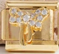 Italian charm bracelet link in golden finish featuring a sparkling butterfly design - Gold Butterfly Rhinestone Style (MK-1540)