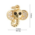 Detaillierte Maße des goldenen Elefantenanhängers mit Zirkonia für Schmuck DIY - Elefanten-Stil (DZ-2869)