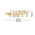 Vue macro du pendentif Happy doré avec dimensions 21,2mm x 6,8mm et poids 0,7g - Style HAPPY avec Boucle (DZ-2851)