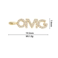 Détail du pendentif OMG doré avec zircons, dimensions 7,4mm par 19,5mm et poids 1,0g - Style OMG (DZ-2857)