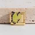 Gouden Italiaanse bedel met geelgroene emaille vlinder voor DIY modulaire armbanden - Groen-gele Vlinder (MK-1515)