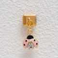 Colgante de mariquita estilo italiano con esmalte rosa y cristal para pulsera modular - Estilo Mariquita Rosa (MKDZ-489)