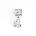 Maglia componibile argento per bracciale italiano con ciondolo a doppio cigno a cuore - Cuore Doppio Cigno (DZ-629-S)