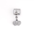 Modulo per bracciale italiano in acciaio inossidabile argento con ciondolo a corona - Forma di Corona (DZ-625-S)