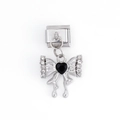 Charm modulare italiano in argento con fiocco cuore nero e cristalli bianchi - Fiocco Cuore Nero (DZ-611-S)