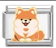 Italiaanse bedelschakel voor armband van roestvrij staal met schattige oranje shiba inu - Cartoon Shiba Inu of Dwergkees Stijl (MK-1116)