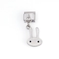 Charm modulare italiano in argento con un ciondolo a testa di coniglio dal design minimal - Coniglietto Minimalista (DZ-630-S)