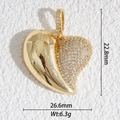 Polished gold heart pendant with white zircon stones measuring 26.6mm by 22.8mm - White Zirconia Asymmetric Heart (DZ-3382)