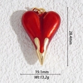 Red heart-shaped charm with gold trim, 28.4mm by 19.1mm, for DIY necklaces and crafts - Red Enamel Heart Pendant (DZ-3383)