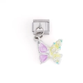 Charm modulare italiano con farfalla in smalto colorato per bracciali fai-da-te - Farfalla Colorata (DZ-608-S)