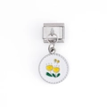 Ciondolo componibile per bracciale italiano in acciaio con fiore smaltato giallo - Motivo Margherita (DZ-614-S)