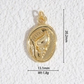 Détail du pendentif ovale doré avec motif coquillage et dimensions du produit - Relief Coquillage (DZ-3196)