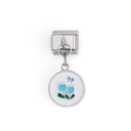 Charm italiano in acciaio inossidabile con ciondolo a tulipano blu e farfalla argento - Farfalla Tulipano (DZ-615-S)