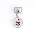 Charm modulare italiano in acciaio argentato con pendente a fiore di tulipano in smalto rosso - Fiore Rosso (DZ-613-S)