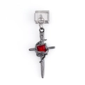Maglia charm italiana con pendente a croce gotica e pugnale con gemma rossa quadrata - Croce Gotica (DZ-606-S)