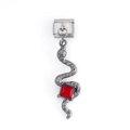 Ciondolo serpente stile italiano in argento con zircone rosso per bracciali modulari - Serpente Pietra Rossa (DZ-605-S)