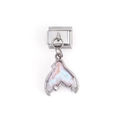 Charm per bracciale italiano con coda di pesce argentata, opale rosa e piccoli cristalli - Coda di Pesce Fantasia (DZ-603-S)