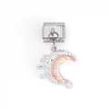 Ciondolo per bracciale componibile argento con luna e inserto rosa iridescente - Luna Fantasia (DZ-622-S)