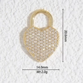 Vue macro d'un pendentif cadenas cœur doré serti de zircons et ses dimensions - Cadenas Cœur Pavé (DZ-3218)