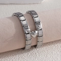 Italiaanse modulaire armbanden van gepolijst roestvrij staal met een hart magneethanger - 2 Bandjes + 1 Module Hanger / Staalkleur