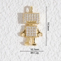 Pendentif robot avec pierres de zircone, dimensions 19,3mm de haut et 10,7mm de large - Robot Pavé de Strass (DZ-3232)