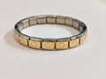 Bracciale elastico modulare italiano bicolore argento e oro con maglie a quadrifoglio - Quadrifoglio (Bicolore) / Argento e Oro