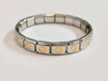 Bracciale modulare italiano con icone di quadrifoglio dorato e maglie in acciaio inossidabile - Four Leaf Clover Gold Center Style / Bicolore Argento Oro