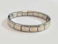 Bracciale componibile italiano in acciaio inossidabile con icone dorate di tacchi alti - High Heel Gold Accent Style / Bicolore Argento Oro