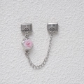 Connettore per bracciale modulare italiano con delicata rosa rosa su metallo argentato - Rosa Scuro Base Argentata (GMKDZ-125)