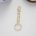 Polished gold-plated stainless steel modular keychain with lobster clasp and round ring - Gold